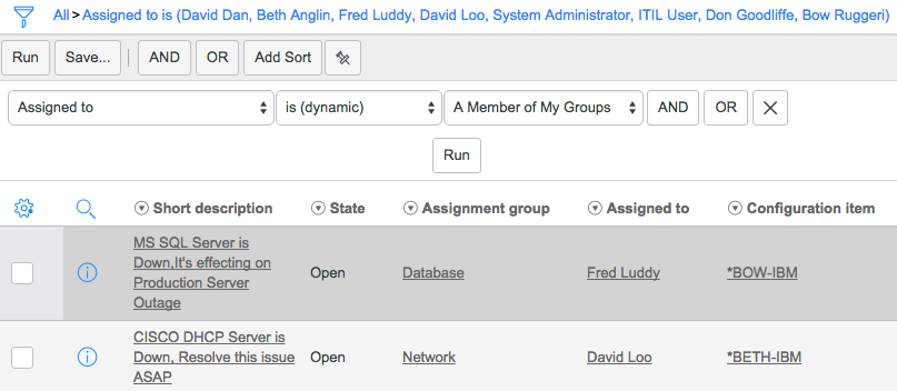 Dynamically Filtered List